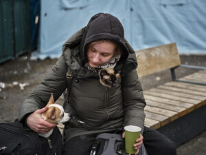 LVIV, UKRAINE March 7, 2022: at the Lviv Train Station. CREDIT: Philip Cheung