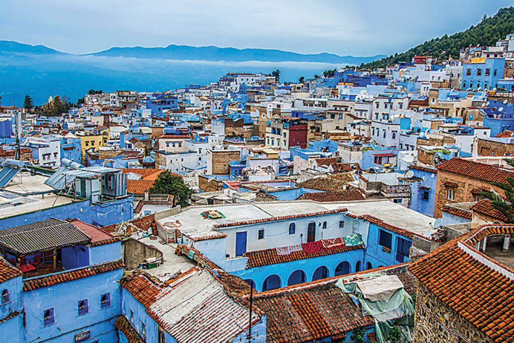 A view of the blue city of Chefchaouen in the Rif mountains, Morocco