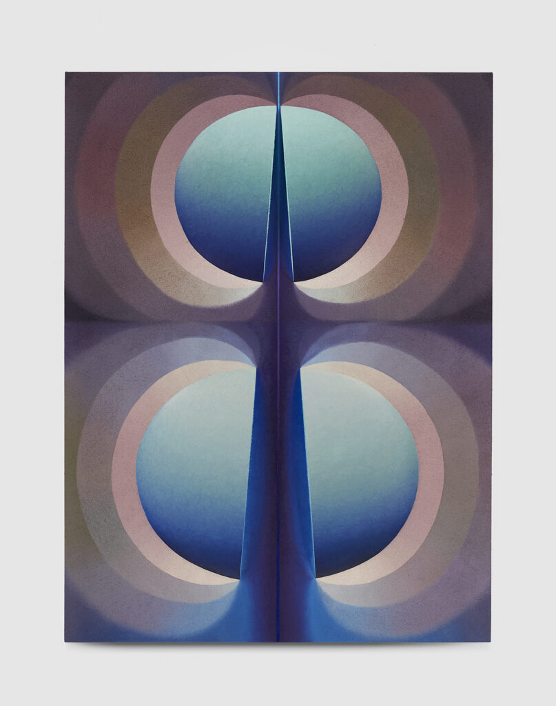 Split Orbs in blue, aqua and tan,