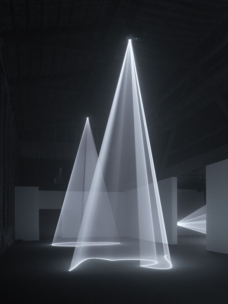 Anthony McCall Solid Light Works, cone of light at Pioneer Works