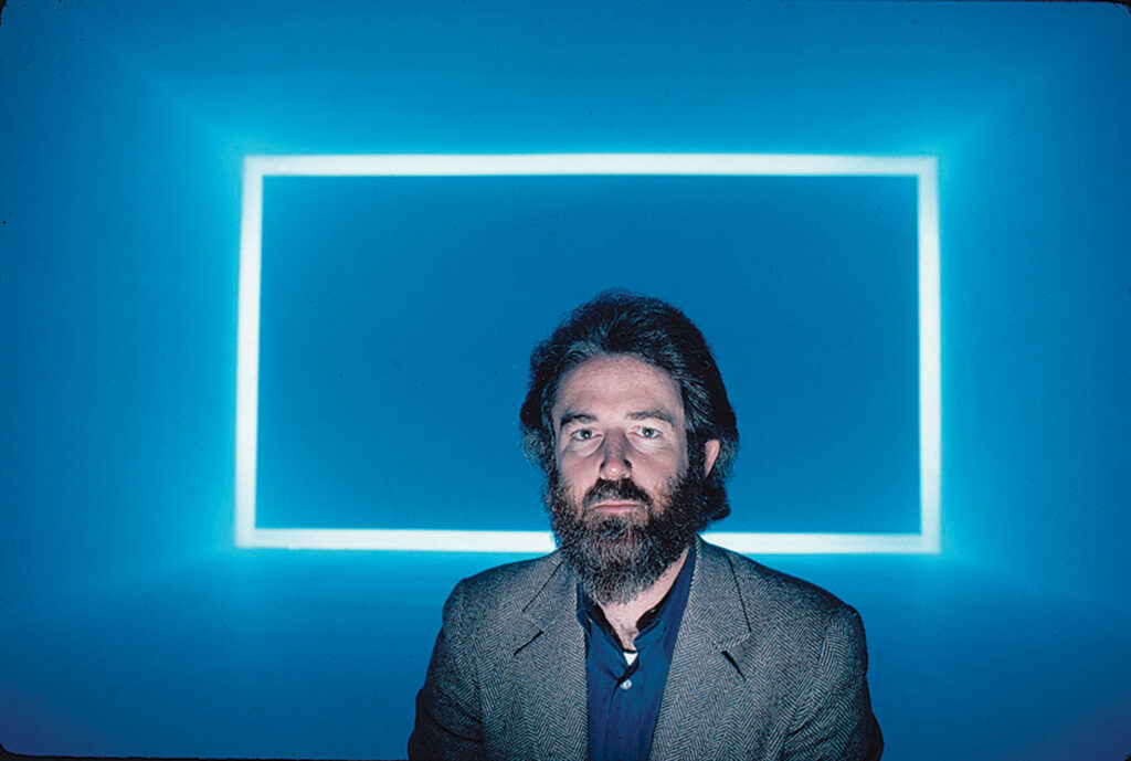 Artist James Turrell and his installation "Raemar (1969) at the Whitney Museum.