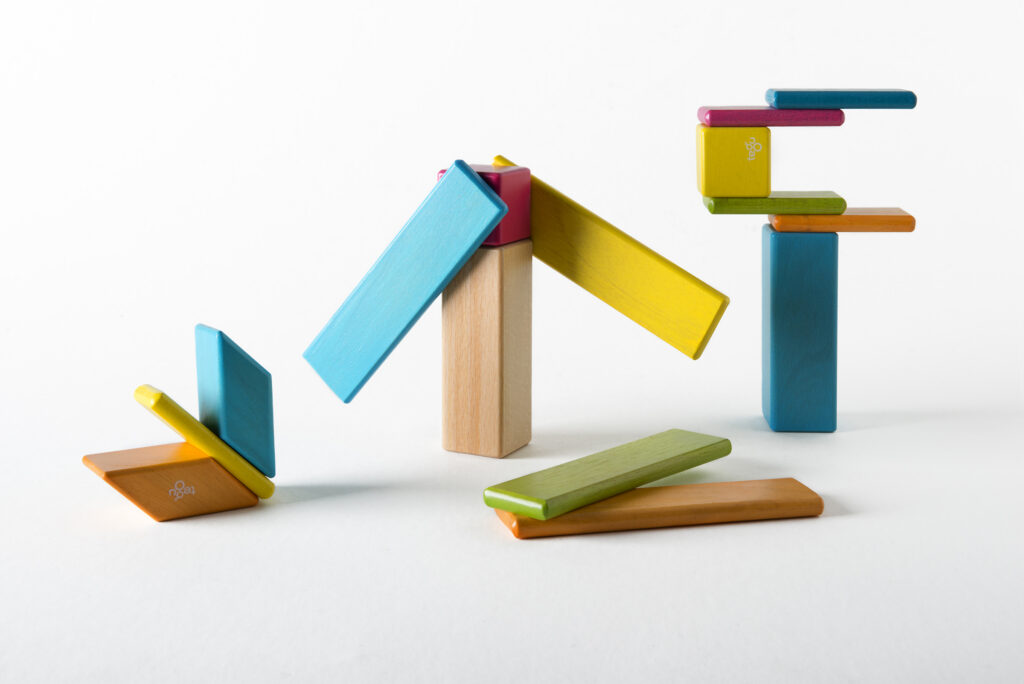 These playful—but chic!—magnetic building blocks from Tegu are well within everyone’s play—grade.