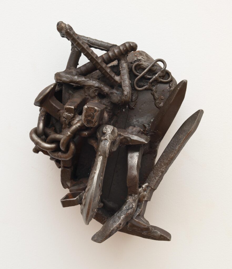 detail of a metal sculpture made from welded mechanical parts