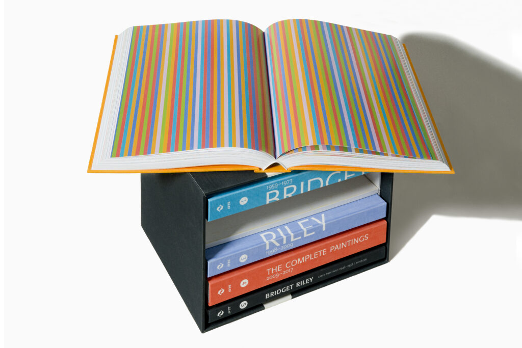 collection of five volumes of books completing the Bridget Riley: The Complete Paintings collection