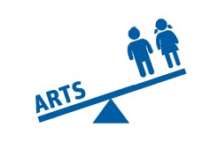 Icon: a seesaw with the word "art" on the low on the left and two children high end on the right