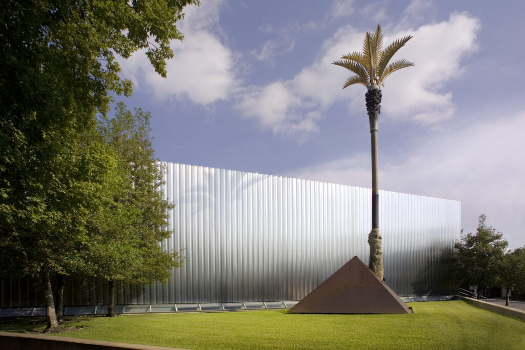 Contemporary Arts Museum Houston exterior Mel Chin palm tree view Rick Gardner