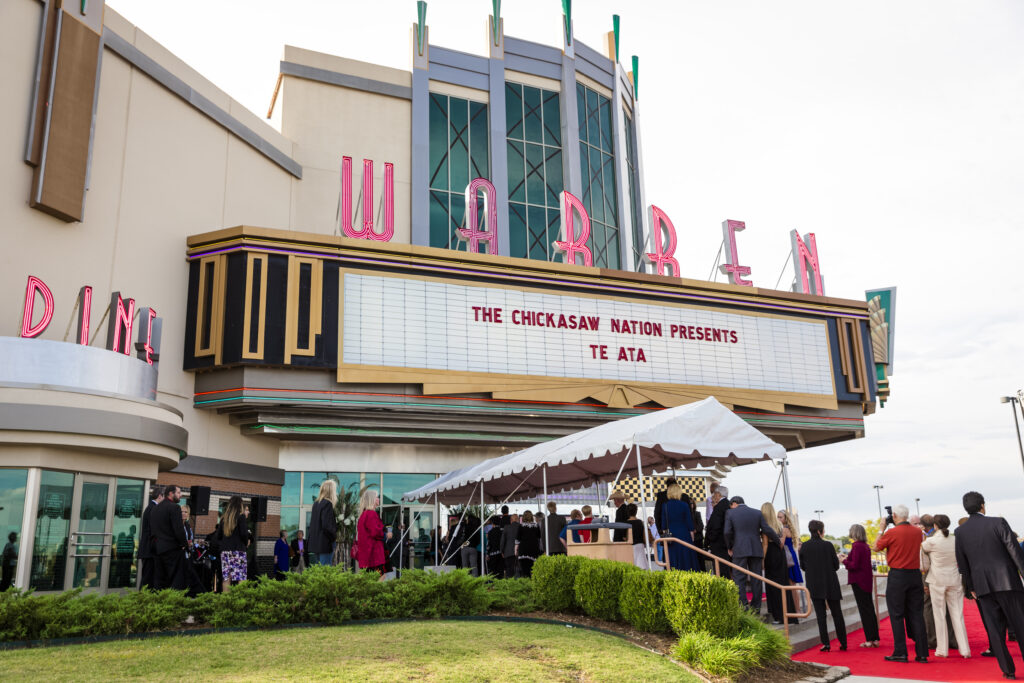 the facade of the Warren Theater in Moore Oklahoma